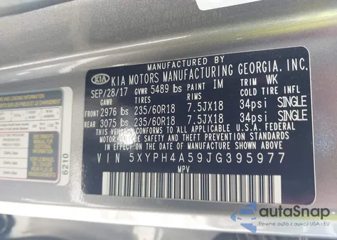 2018 Kia Sorento 3.3L Ex from USA, damaged, VIN 5XYPH4A59JG395977